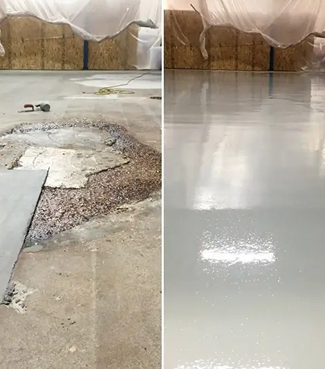 Before and after concrete preparation